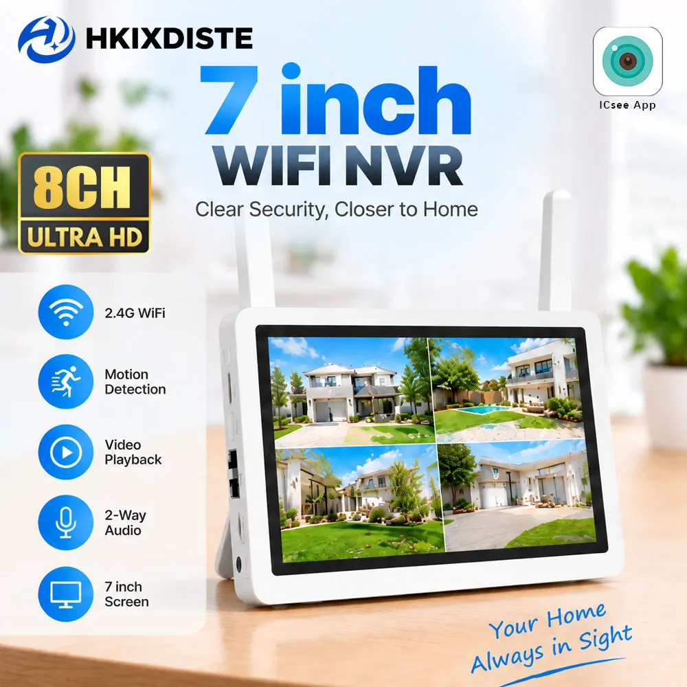 Home Security And Cameras - 7 Inch 8CH 5MP WiFi NVR