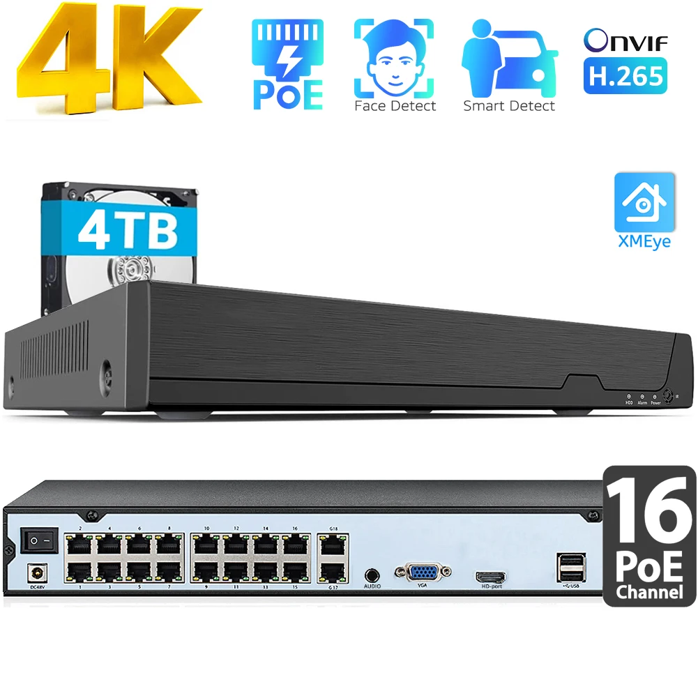 16CH 4K POE NVR (8MP/6MP/5MP/4 - đánh giá và giá Home Security And Cameras
